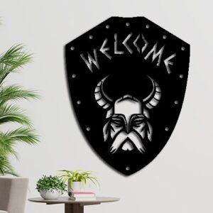 Вывеска Welcome с изображениеи Викинга DXF