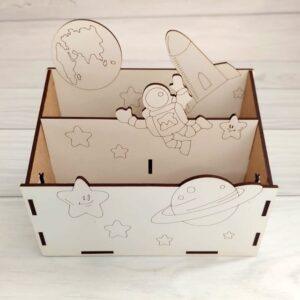 Подставка / органайзер детский для карандашей и ручек "Космонавт" Чертеж в DXF формате