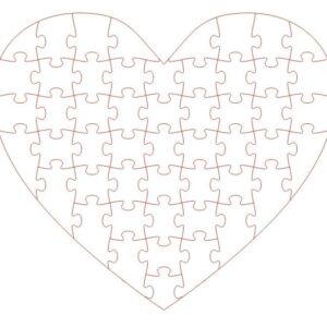Сердечко - пазл DXF, SXG, AI с подложкой
